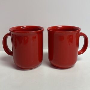 Pier One Earthenware Red Mugs Set of 2